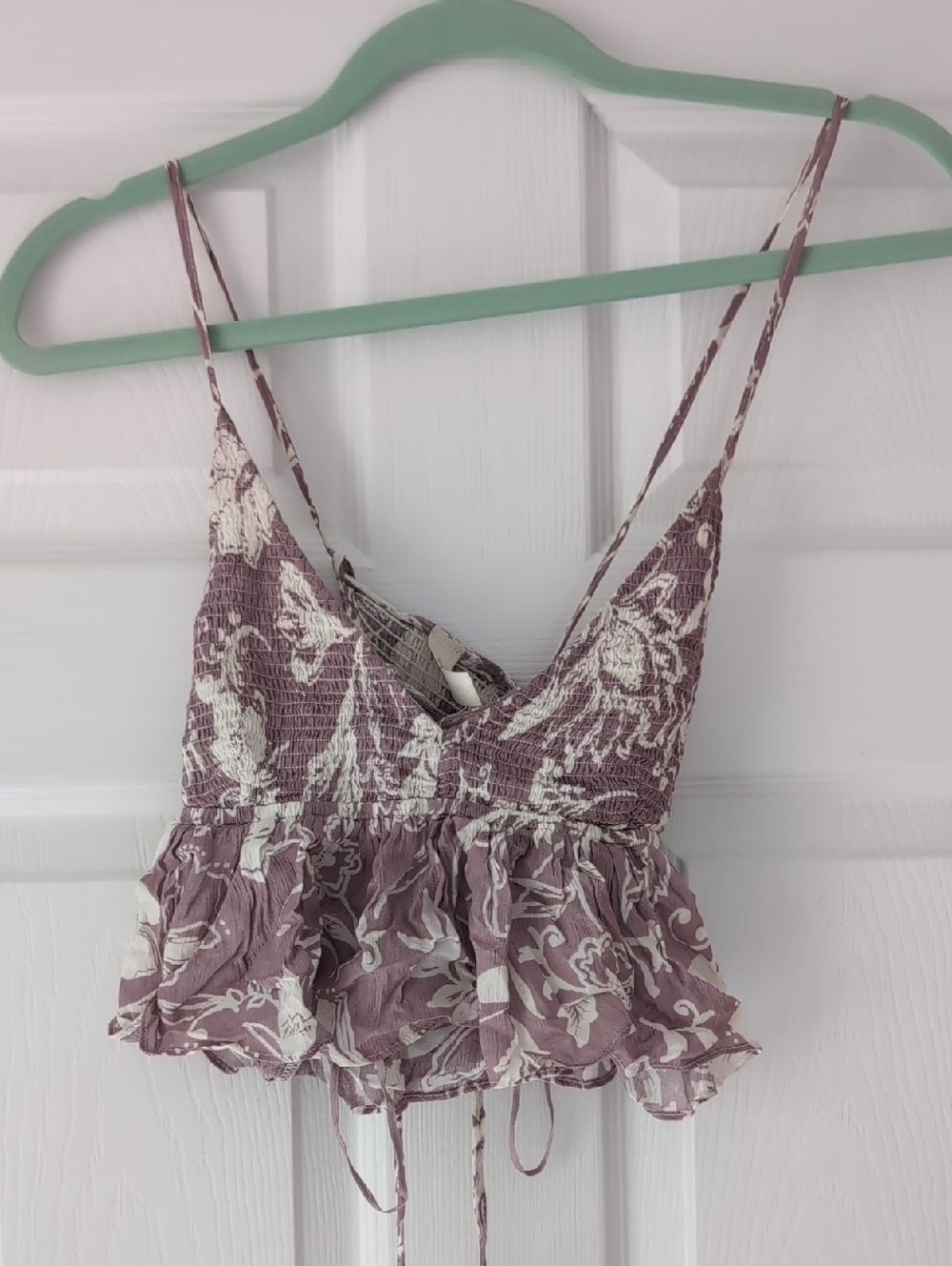 Mahina Mauve Floral Smocked Peplum Cami Top From Hawaiian Boutique